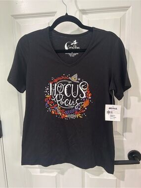 Coral Bay Black "Hocus Pocus" Graphic V-Neck Tee